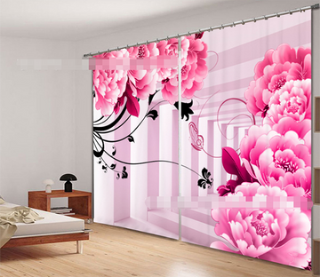 3D Corridor Flowers 2165 Curtains Drapes Wallpaper AJ Wallpaper 