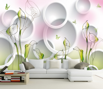Elegant Flowers And Circles Wallpaper AJ Wallpaper 