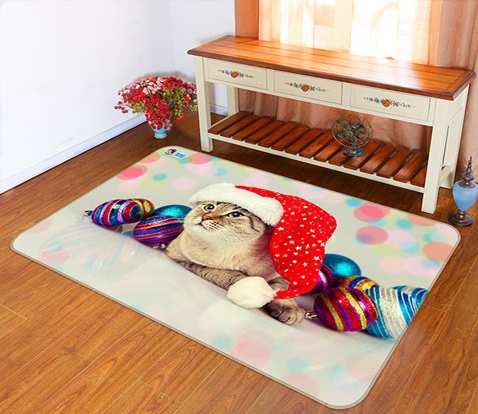 3D Christmas Cat 253 Non Slip Rug Mat Mat AJ Creativity Home 
