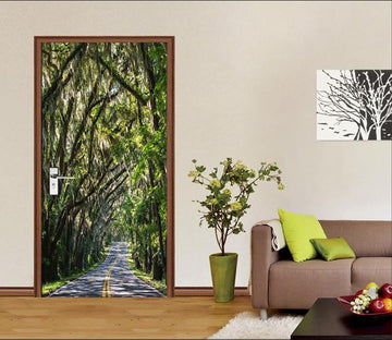 3D Road Trees Shade Door Mural Wallpaper AJ Wallpaper 