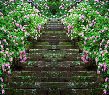 3D Mossy Stone Steps Floor Mural Wallpaper AJ Wallpaper 2 