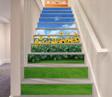 3D Grassland Sunflowers 54 Stair Risers Wallpaper AJ Wallpaper 