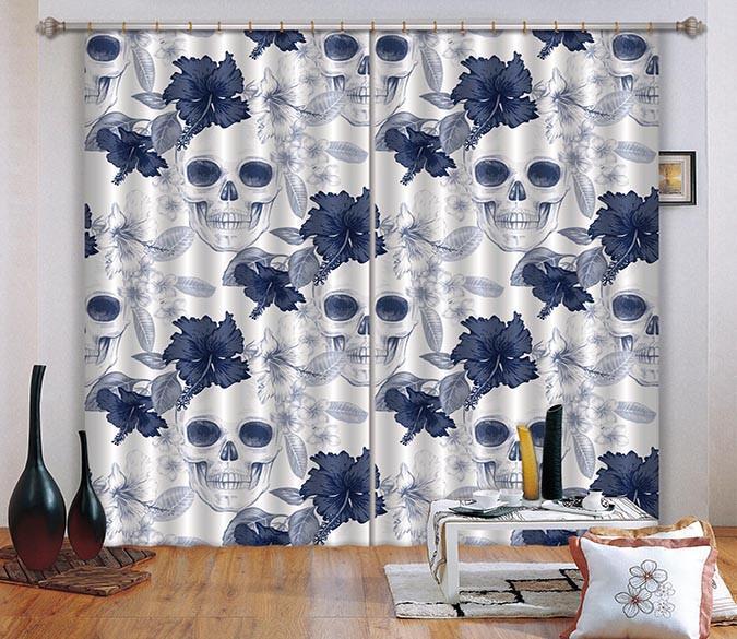 3D Skulls Flowers 573 Curtains Drapes Wallpaper AJ Wallpaper 