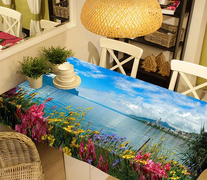 3D Lake Flowers 556 Tablecloths Wallpaper AJ Wallpaper 