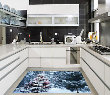 3D Snow Forest Christmas Tree 630 Kitchen Mat Floor Mural Wallpaper AJ Wallpaper 