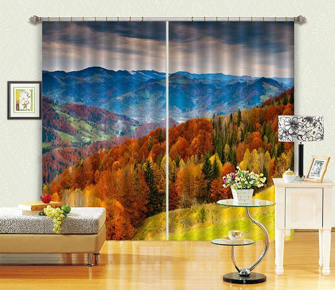 3D Mountains Color Forest 672 Curtains Drapes Wallpaper AJ Wallpaper 