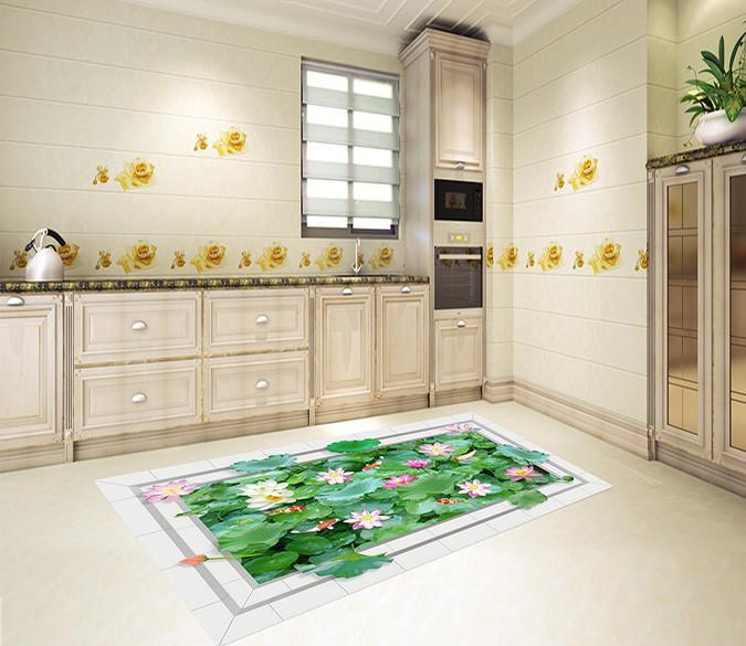 3D Lush Lotus Pond 142 Kitchen Mat Floor Mural Wallpaper AJ Wallpaper 