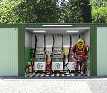 3D Gas Station Robot 401 Garage Door Mural Wallpaper AJ Wallpaper 
