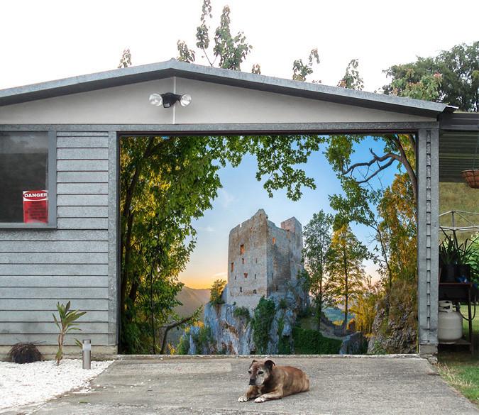 3D Mountain Top House 254 Garage Door Mural Wallpaper AJ Wallpaper 