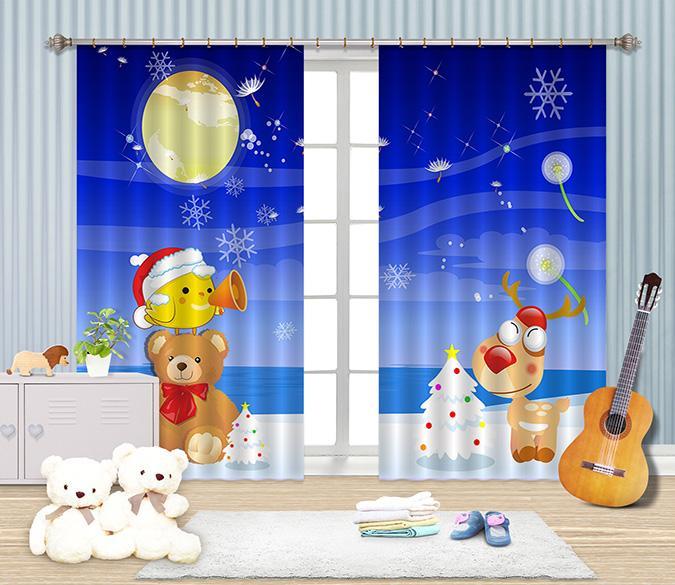 3D Cartoon Bear Deer 2434 Curtains Drapes Wallpaper AJ Wallpaper 