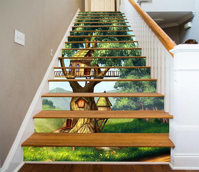 3D Lovely Tree House 1254 Stair Risers Wallpaper AJ Wallpaper 