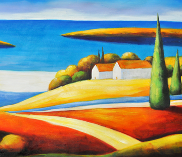 Beach Village Painting Wallpaper AJ Wallpaper 