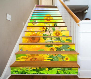 3D Sunflowers Butterflies 1324 Stair Risers Wallpaper AJ Wallpaper 