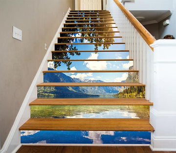 3D Lake Blue Sky 892 Stair Risers Wallpaper AJ Wallpaper 