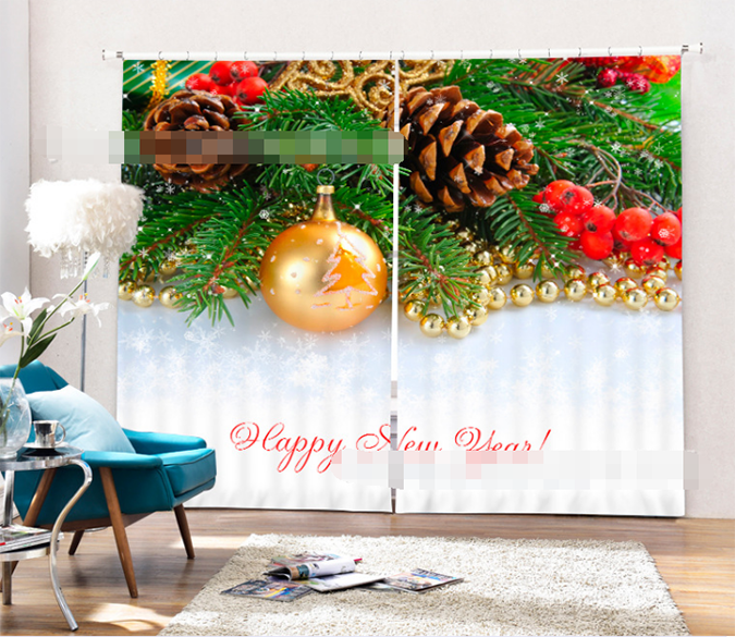 3D Christmas Tree Decoration 2046 Curtains Drapes Wallpaper AJ Wallpaper 