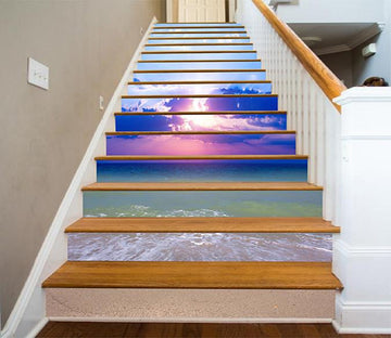 3D Pretty Sea Sunset Sky 1297 Stair Risers Wallpaper AJ Wallpaper 