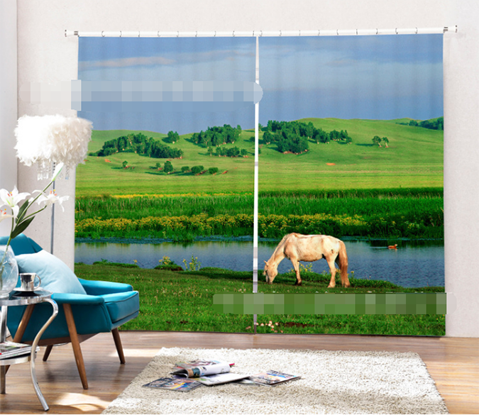 3D Lakeside Horse 1374 Curtains Drapes Wallpaper AJ Wallpaper 