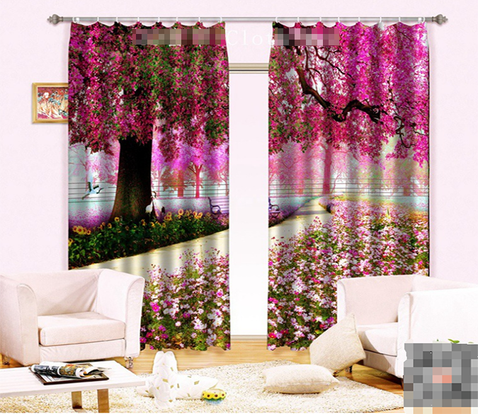 3D Tree Gorgeous Flowers 1014 Curtains Drapes Wallpaper AJ Wallpaper 