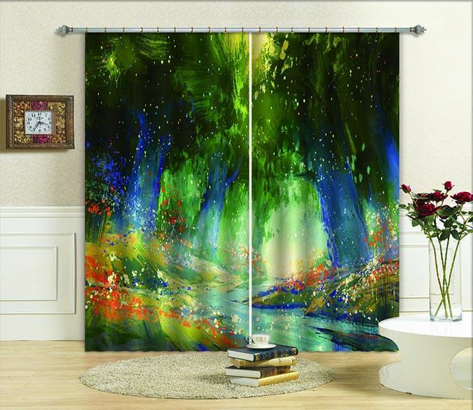 3D Oil Painting Trees 770 Curtains Drapes Wallpaper AJ Wallpaper 