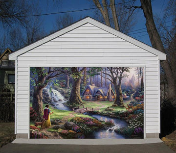 3D Forest River Cottage 011 Garage Door Mural Wallpaper AJ Wallpaper 