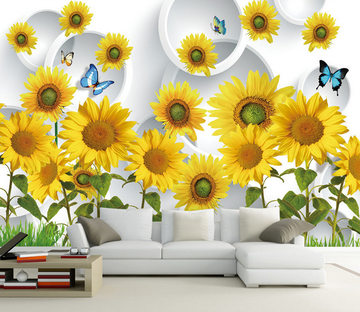 Sunflowers And Circles Wallpaper AJ Wallpaper 