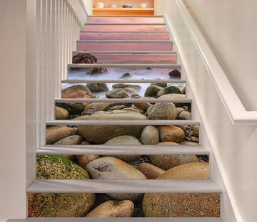 3D Misty Sea Stones 1116 Stair Risers Wallpaper AJ Wallpaper 