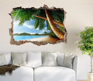 3D Tropical Beach Trees 064 Broken Wall Murals Wallpaper AJ Wallpaper 