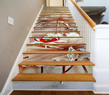 3D Lotus Flowers Pattern 1272 Stair Risers Wallpaper AJ Wallpaper 