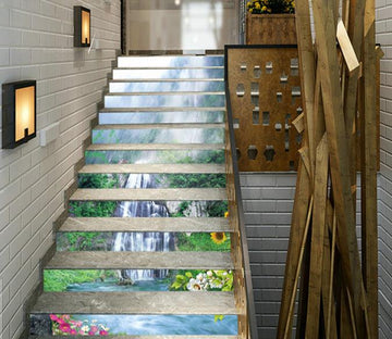 3D Mountain Waterfall 110 Stair Risers Wallpaper AJ Wallpaper 