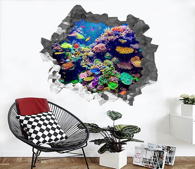 3D Bright Colorful Corals 217 Broken Wall Murals Wallpaper AJ Wallpaper 