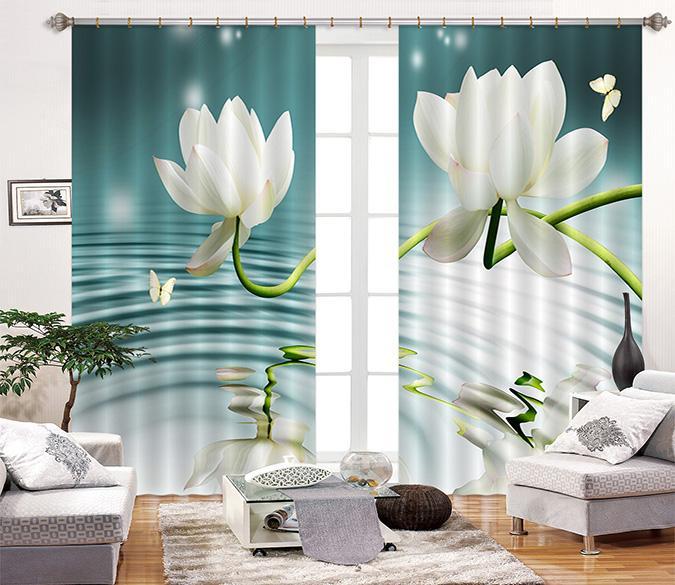 3D Pure White Flowers 2258 Curtains Drapes Wallpaper AJ Wallpaper 