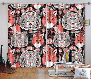 3D Lion And Fox Pattern 2334 Curtains Drapes Wallpaper AJ Wallpaper 