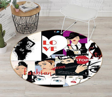 3D Fashion Girls 63 Round Non Slip Rug Mat Mat AJ Creativity Home 