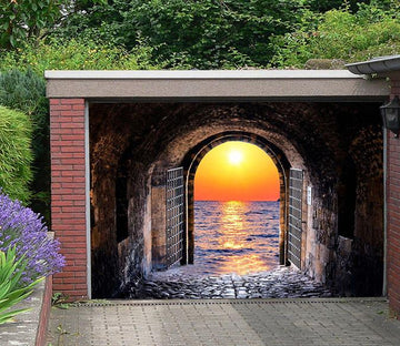 3D Gate Sea Sunset 468 Garage Door Mural Wallpaper AJ Wallpaper 