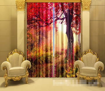 3D Red Trees 1097 Curtains Drapes Wallpaper AJ Wallpaper 