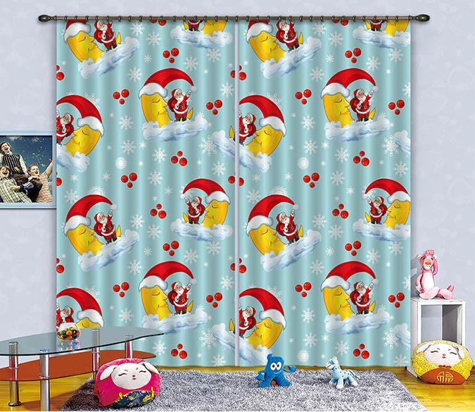 3D Lovely Santa Claus Patten Curtains Drapes Wallpaper AJ Wallpaper 