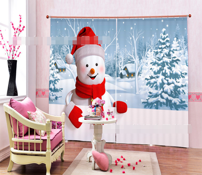 3D Cute Snowman 2062 Curtains Drapes Wallpaper AJ Wallpaper 