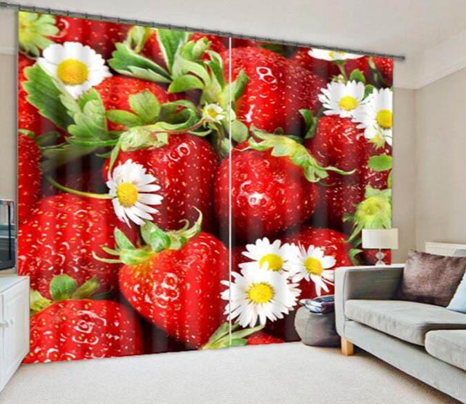 3D Strawberry Flowers 876 Curtains Drapes Wallpaper AJ Wallpaper 