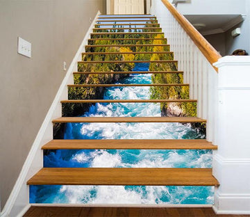 3D Forest Fast River 1261 Stair Risers Wallpaper AJ Wallpaper 