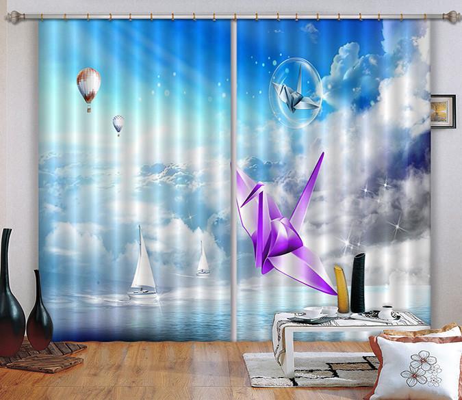 3D Sea Paper Birds 239 Curtains Drapes Wallpaper AJ Wallpaper 