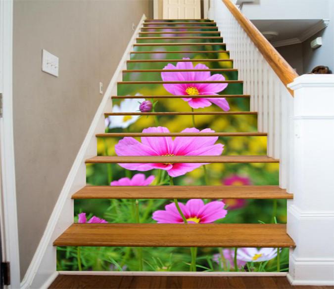 3D Bright Flowers 606 Stair Risers Wallpaper AJ Wallpaper 