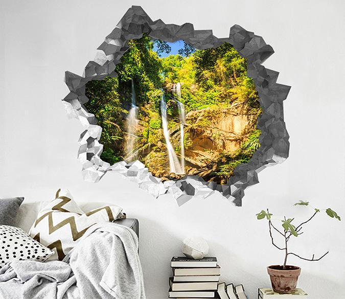 3D Mountain Waterfalls 197 Broken Wall Murals Wallpaper AJ Wallpaper 