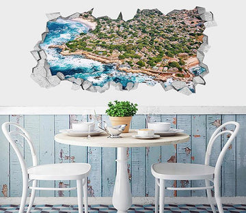 3D Seaside City 063 Broken Wall Murals Wallpaper AJ Wallpaper 