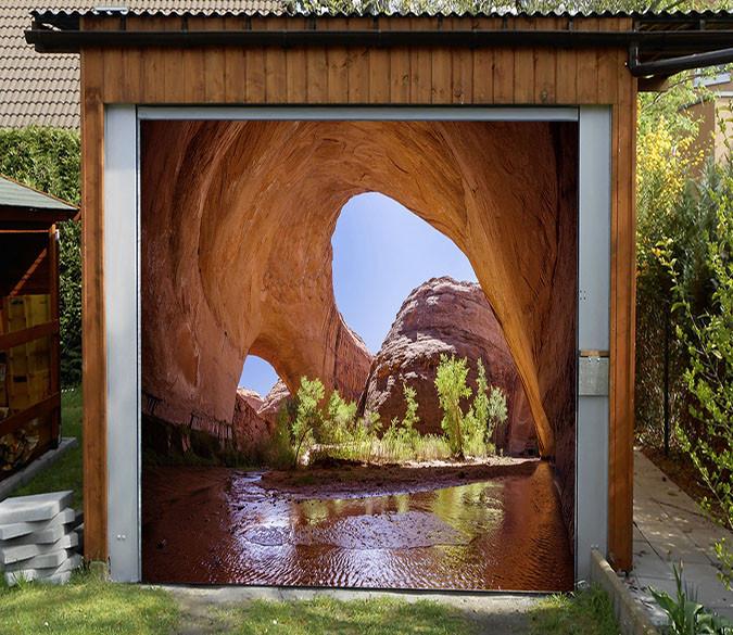 3D Cave River Scenery 08 Garage Door Mural Wallpaper AJ Wallpaper 