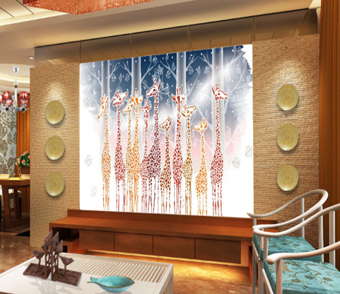 3D Giraffes Group Wallpaper AJ Wallpaper 