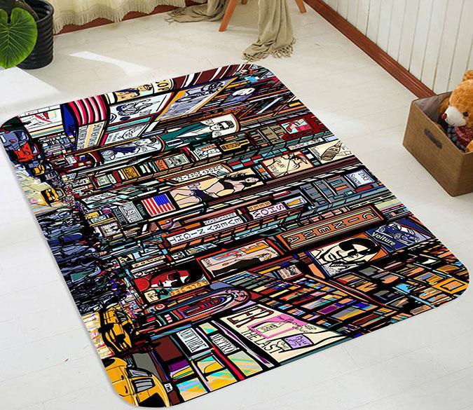3D Busy City Painting 16 Non Slip Rug Mat Mat AJ Creativity Home 