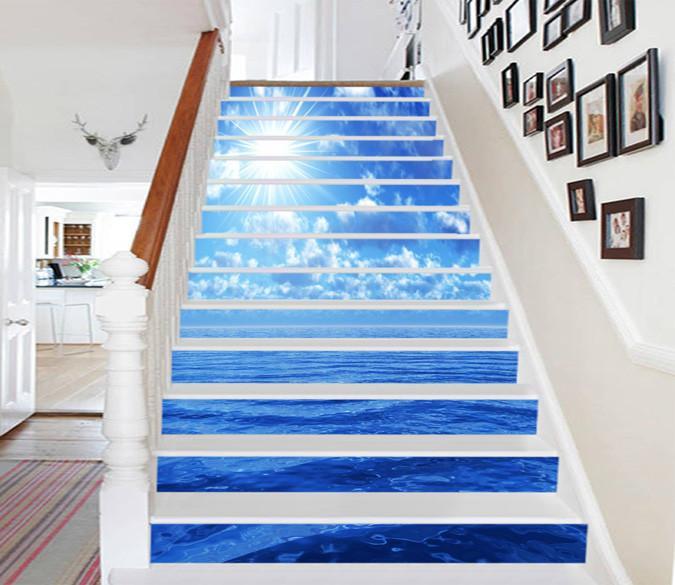 3D Sunny Blue Sea 1318 Stair Risers Wallpaper AJ Wallpaper 