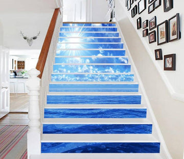 3D Sunny Blue Sea 1318 Stair Risers Wallpaper AJ Wallpaper 
