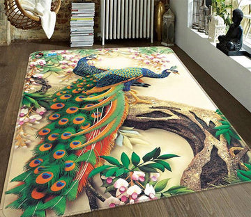 3D Flowers Tree Peacocks 186 Non Slip Rug Mat Mat AJ Creativity Home 