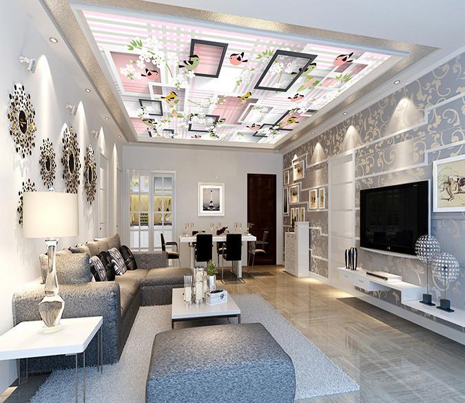 Flowers Birds Frames Stripes Wallpaper AJ Wallpaper 